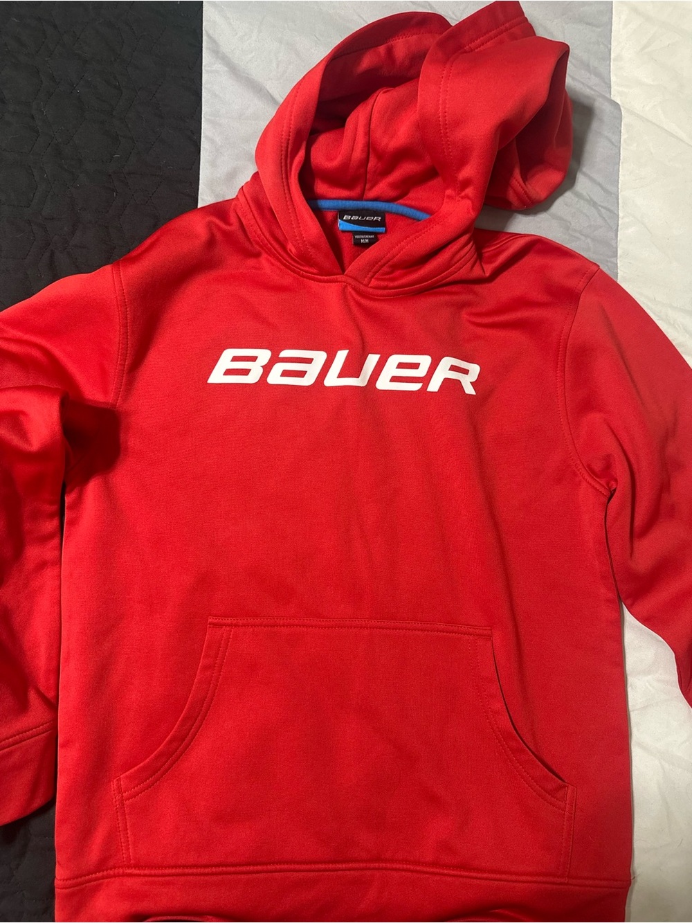 Bauer Men's Red Crewneck Hoodie with White Logo